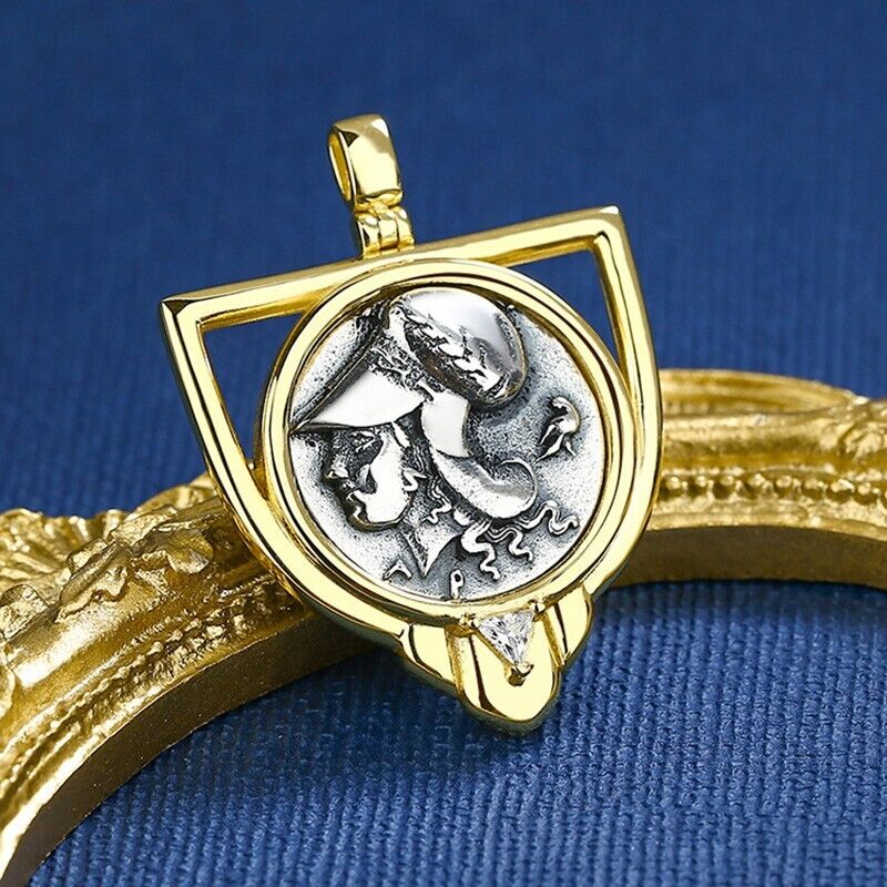 Pendentif pièce de monnaie grecque Athéna N1024