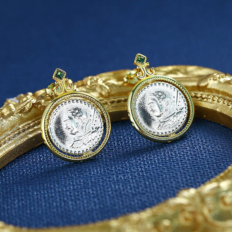 Boucles d'oreilles pièces de monnaie romaines rotatives E1066