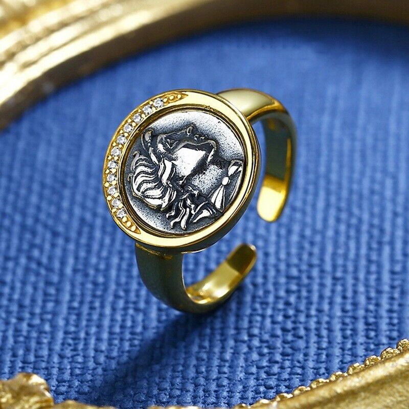 Bague réplique de pièce de monnaie grecque Artemis R1061