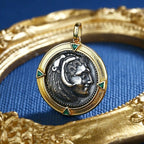 Pendentif réplique de pièce de monnaie grecque Hercules N1029
