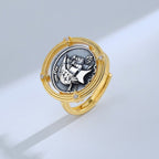 Bague de pièce de monnaie grecque antique Athéna R1047