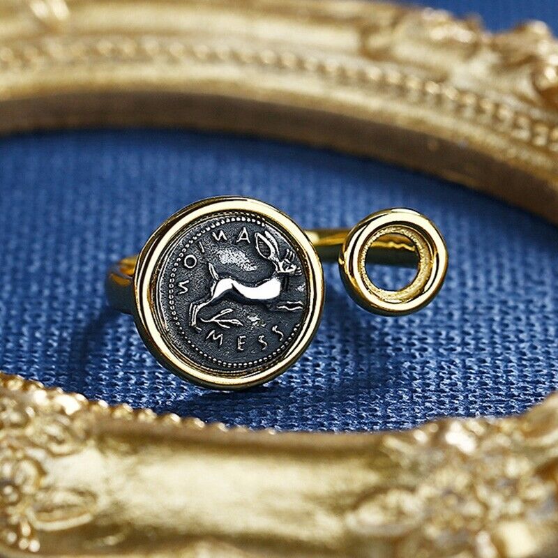 Bague pièce de monnaie lapin sicilien R1049