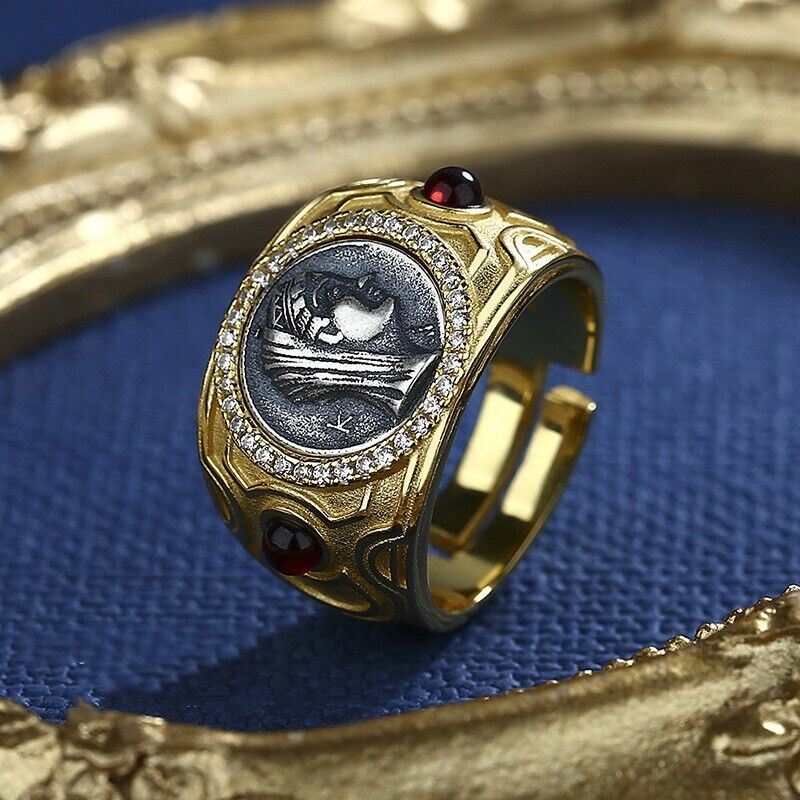 Bague de réplique de pièce de monnaie romaine Arsinoe II R1000