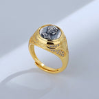 Bague CZ avec pièce de monnaie romaine antique R1046