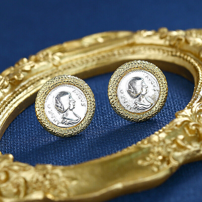 Boucles d'oreilles en pièces de monnaie grecques Poséidon E1055