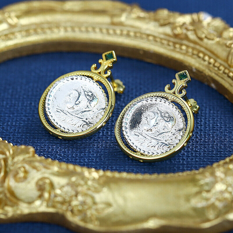 Boucles d'oreilles pièces de monnaie romaines rotatives E1066