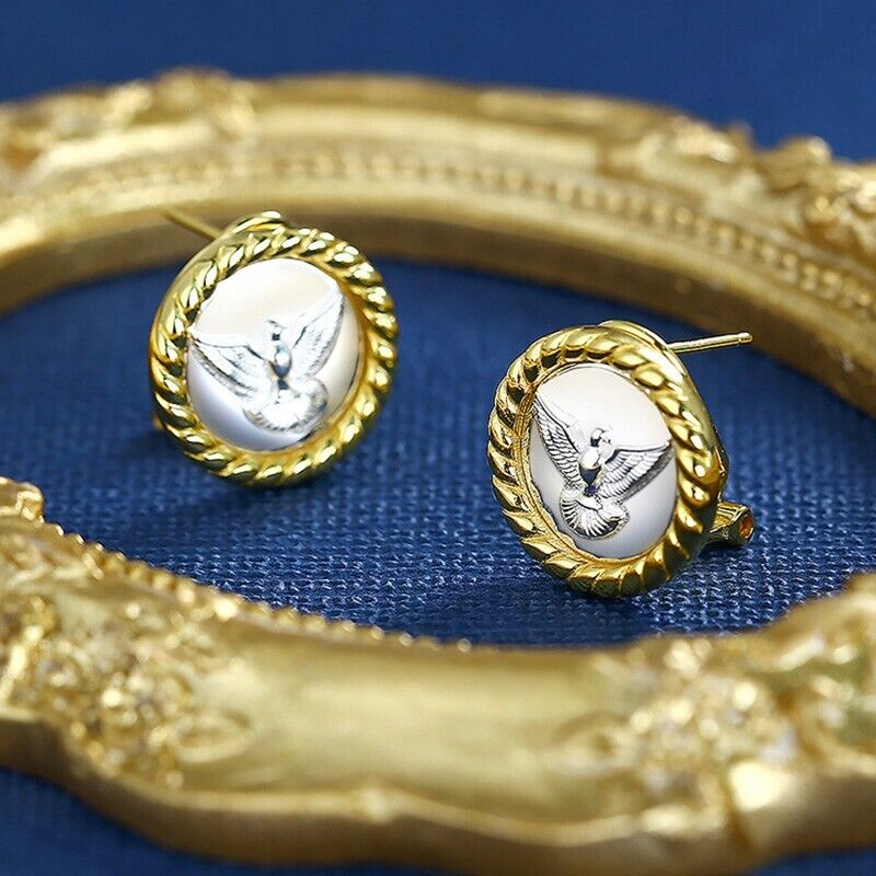Boucles d'oreilles en forme de pièce de monnaie romaine, aigle de mer, E1022