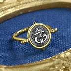 Bague pièce de monnaie ancienne rotative Medusa R1070