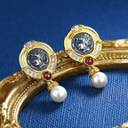 Boucles d'oreilles en pièces de monnaie grecques Arethusa E1079