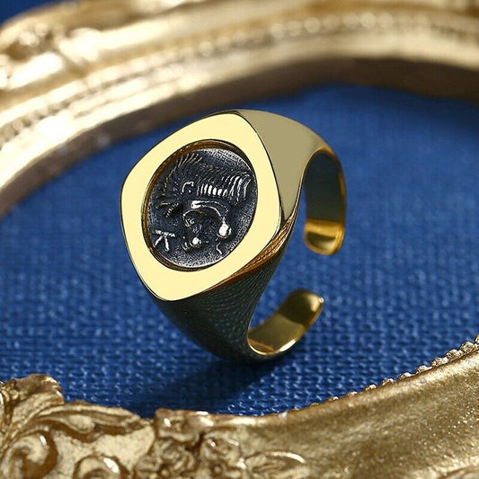 Bague Losange Pièce Lion et Sanglier R1044