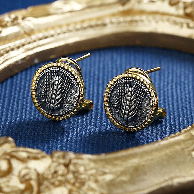 Boucles d’oreilles en pièces de monnaie grecques en épis de blé E1030
