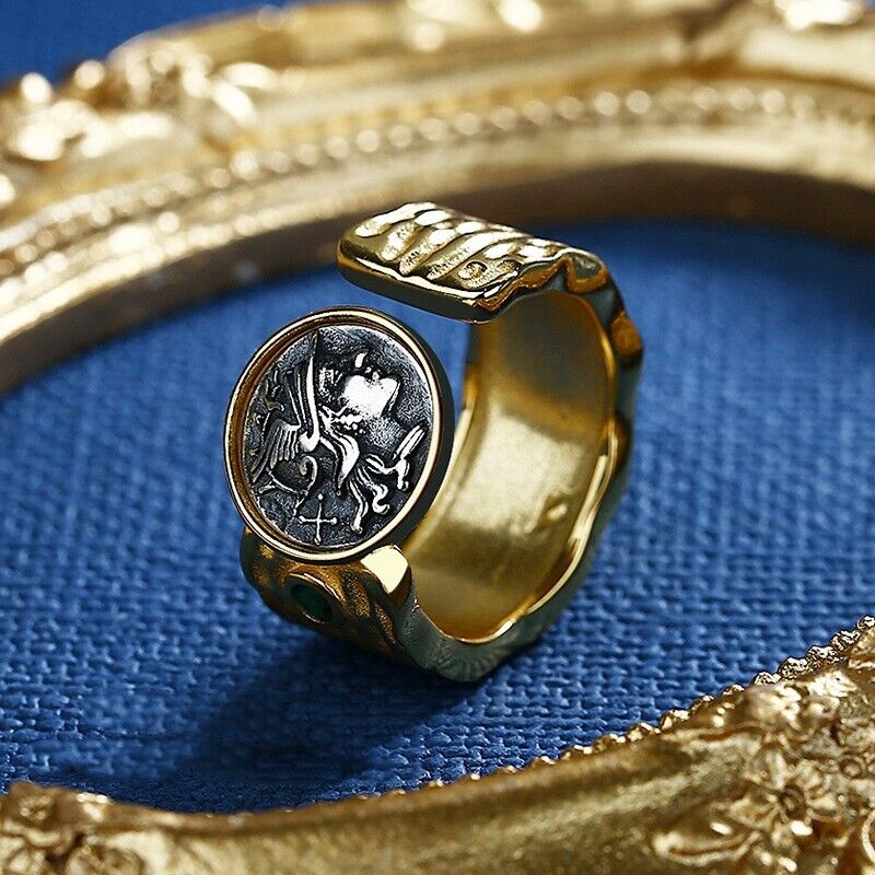Bague large pièce de monnaie romaine battue R1004