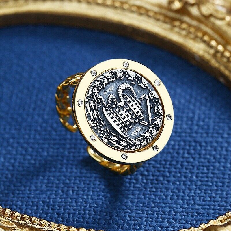 Bague pièce de monnaie serpent de Pergame R1019