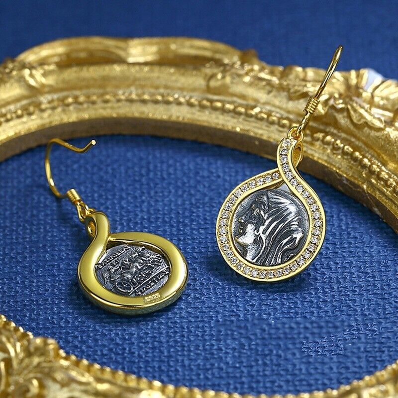 Boucles d'oreilles pièce de monnaie grecque Felicistes E1074