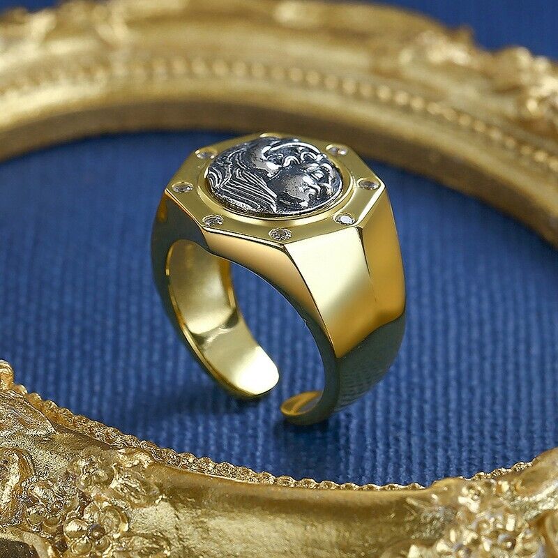 Bague de réplique de pièce de monnaie grecque Hercules R1055