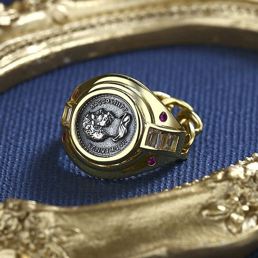 Bague de réplique de pièce de monnaie romaine d'Hadrien R1015
