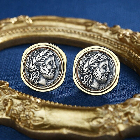 Boucles d'oreilles pièce de monnaie grecque Zeus E1004