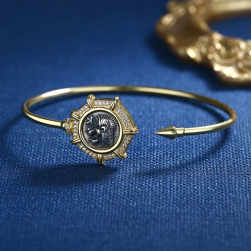 Bracelet jonc lion rugissant D1009