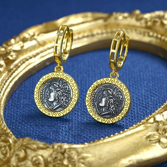 Boucles d'oreilles pièces de monnaie romaines Santu E1050