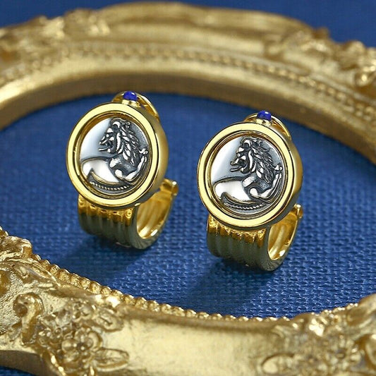 Boucles d'oreilles en forme de lion romain E1007