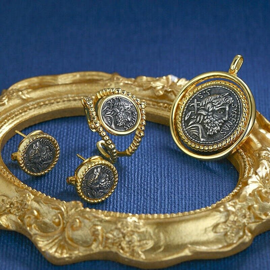 Boucles d'oreilles pièces de monnaie romaines Santu E1054