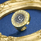 Bague grecque Hélios avec pièce de monnaie romaine R1018