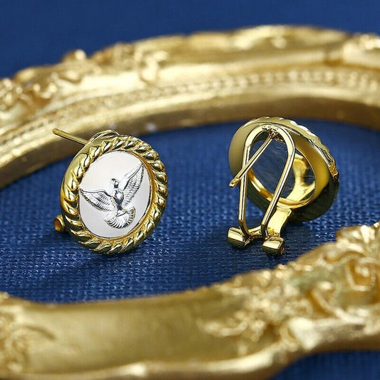 Boucles d'oreilles en forme de pièce de monnaie romaine, aigle de mer, E1022