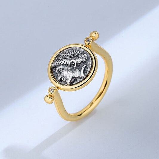 Bague de pièce de monnaie grecque Aphrodite R1039