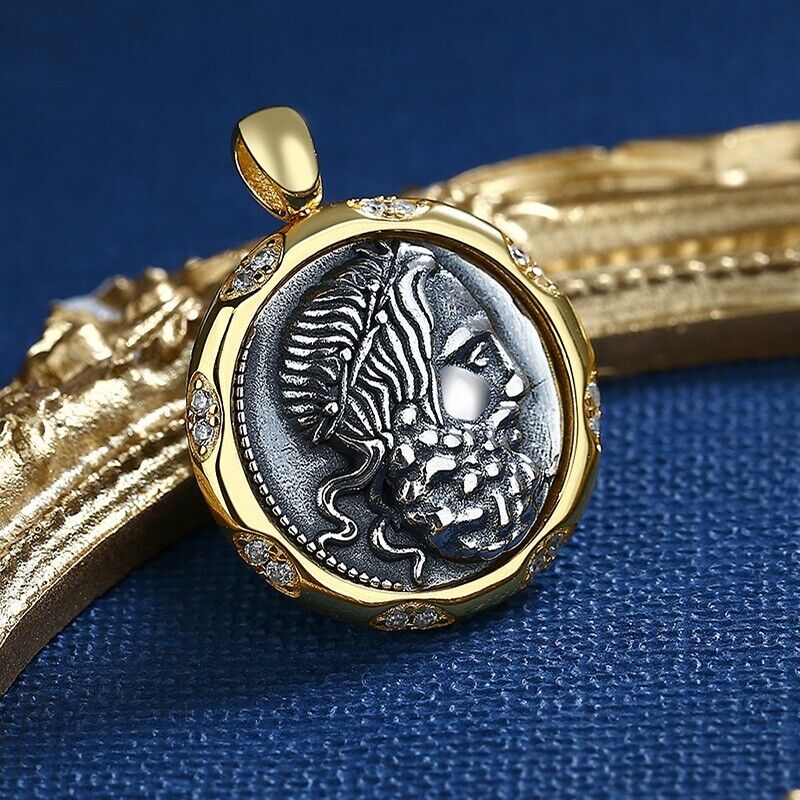 Pendentif pièce de monnaie grecque Poséidon N1026