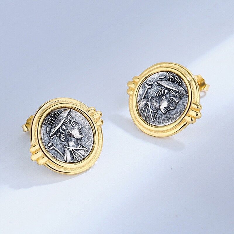 Boucles d'oreilles Hermès en pièces de monnaie grecques E1046
