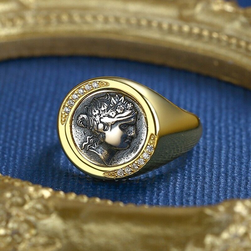 Bague épaisse de pièce de monnaie grecque Dionysos R1071