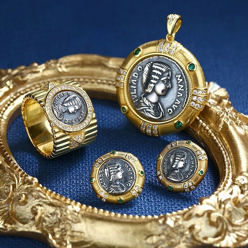 Boucles d'oreilles en pièces de monnaie romaines Julia Domna E1005