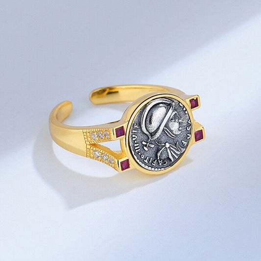 Bague avec pièce de monnaie antique de Mars, R1060