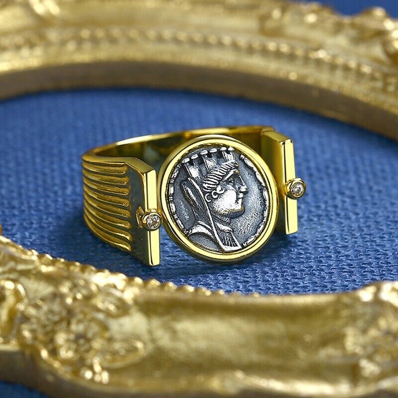 Richesse Tyche Réplique Bague de pièce de monnaie grecque R1041