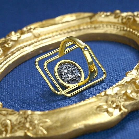 Anneau de pièce de monnaie romain filaire double carré R1067
