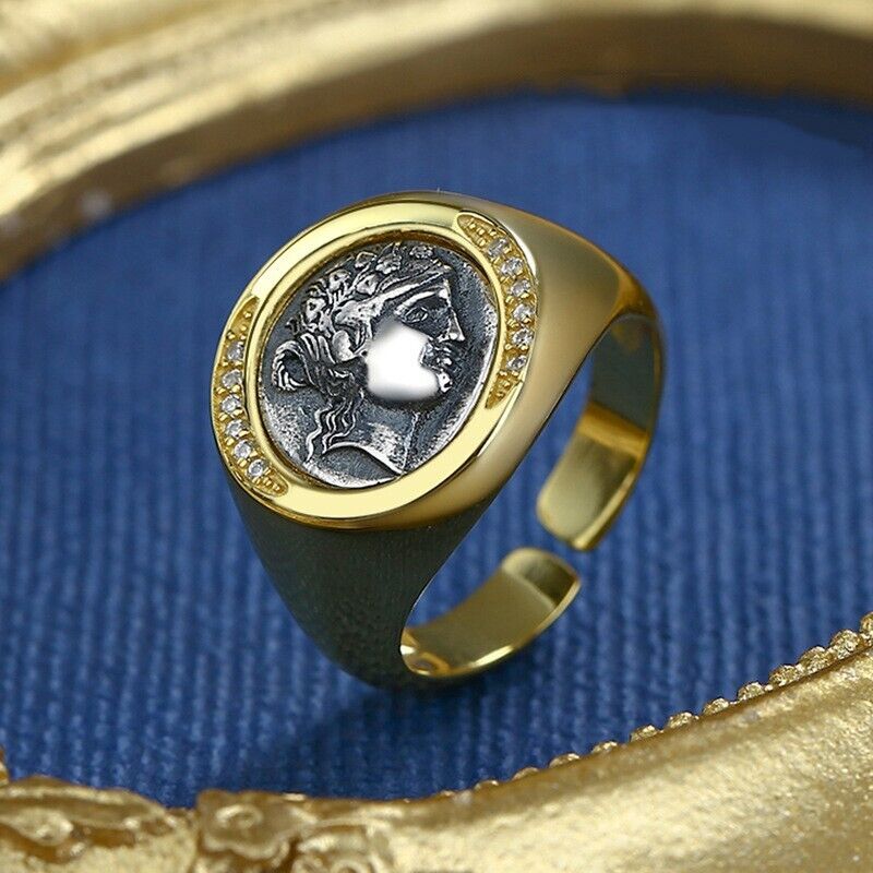 Bague épaisse de pièce de monnaie grecque Dionysos R1071