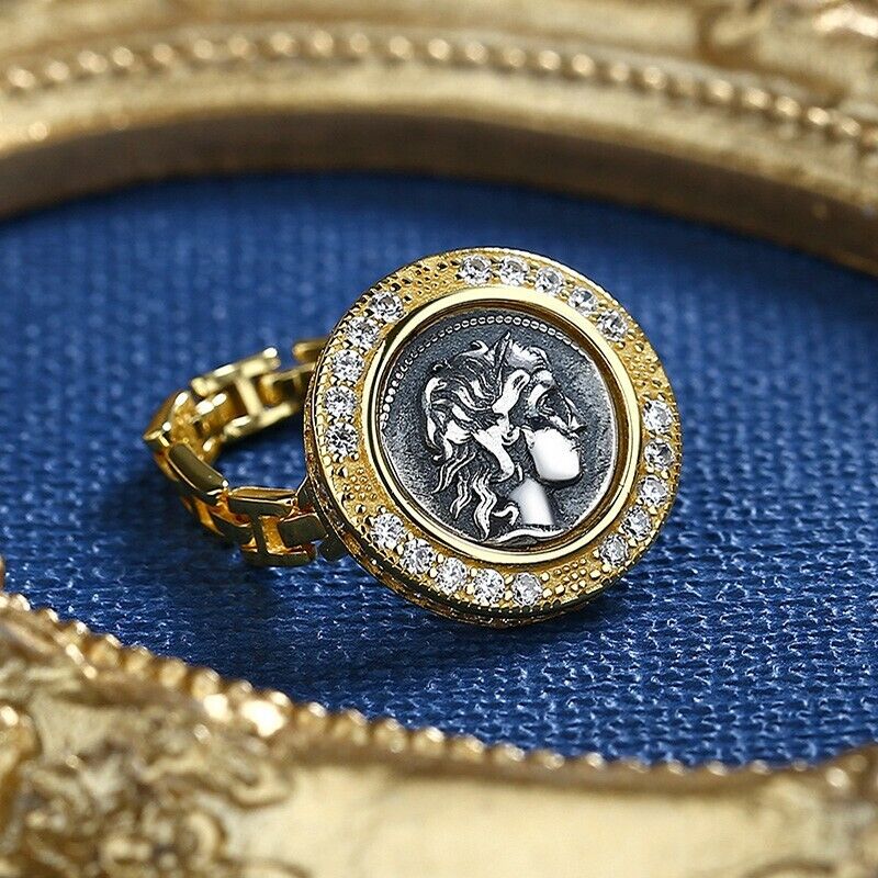 Bague réplique de pièce de monnaie romaine Apollo R1013
