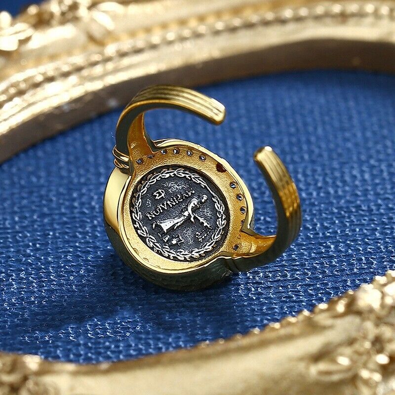 Bague de réplique de pièce de monnaie romaine antique Apollo R1043