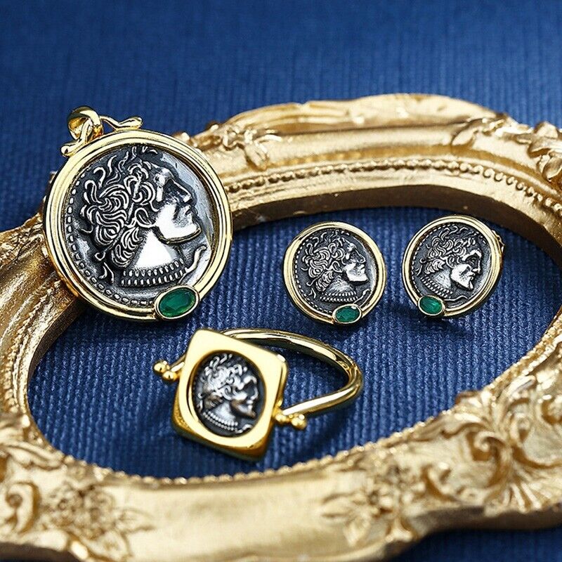 Boucles d'oreilles en pièces de monnaie grecques Ptolémée II E1043