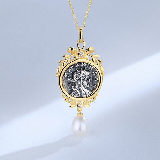 Pendentif réplique de pièce de monnaie romaine de divinité grecque N1022