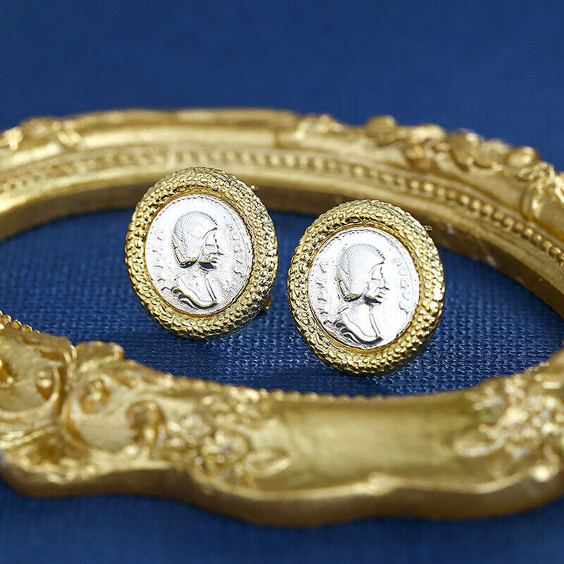 Boucles d'oreilles en pièces de monnaie grecques Poséidon E1055