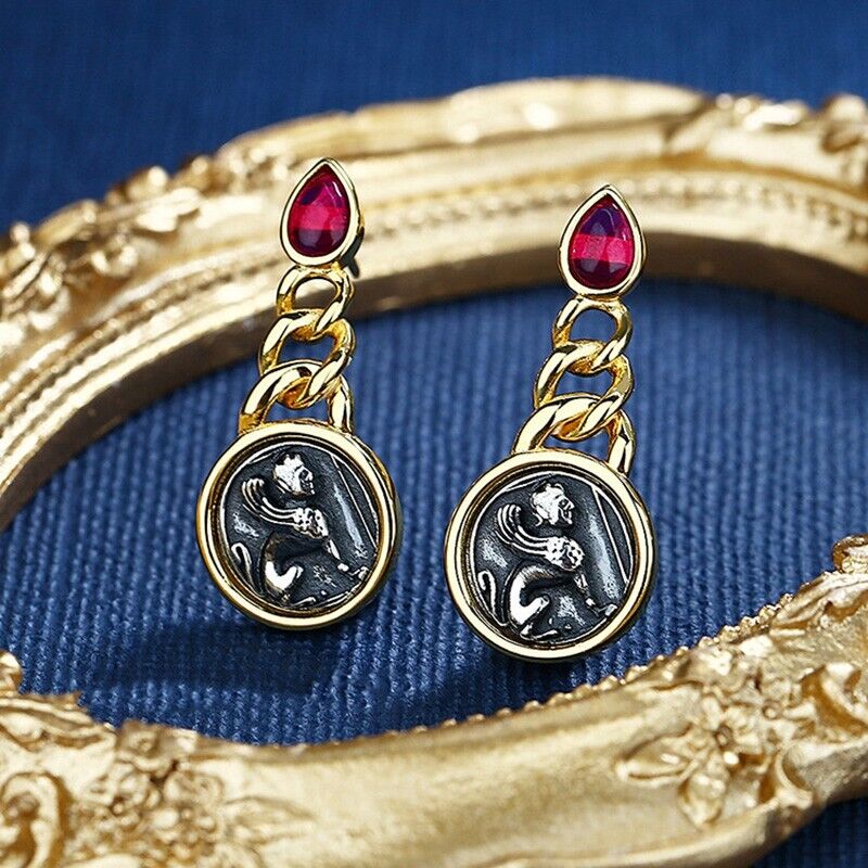 Boucles d'oreilles en pièces de monnaie grecques Sphinx E1031
