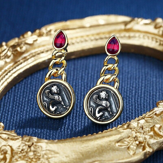Boucles d'oreilles en pièces de monnaie grecques Sphinx E1031