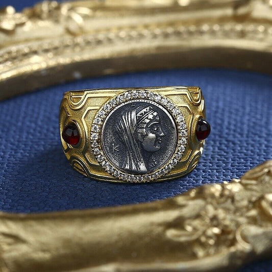 Bague de réplique de pièce de monnaie romaine Arsinoe II R1000