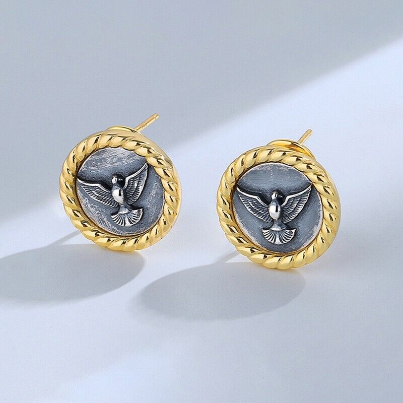 Boucles d'oreilles en pièces de monnaie grecques, aigle de mer, E1040