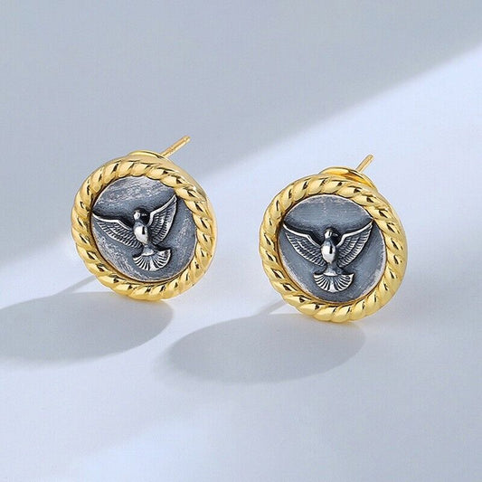 Boucles d'oreilles en pièces de monnaie grecques, aigle de mer, E1040