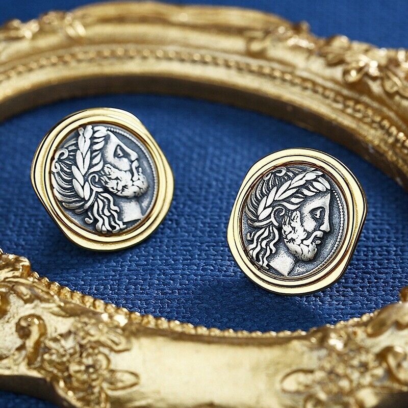 Boucles d'oreilles pièce de monnaie grecque Zeus E1004