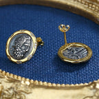 Boucles d'oreilles en pièces de monnaie grecques Poséidon E1070