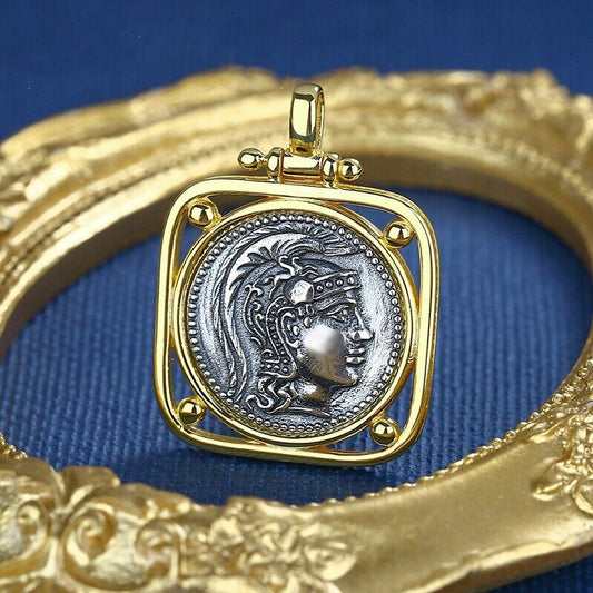 Pendentif pièce de monnaie grecque Athéna N1032