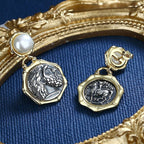 Boucles d'oreilles pièce de monnaie grecque Zeus E1021B